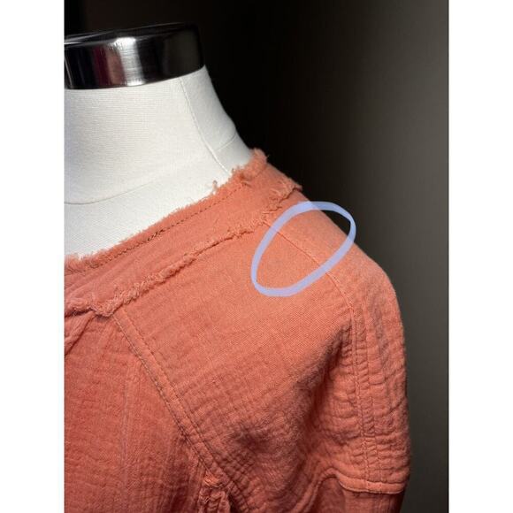 Free People Moving Mountains Oversized Shirt Long Sleeve Raw Hem Size Small - Picture 3 of 9